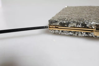 Silberne Pailletten-Clutch-Abend-Umhängetasche