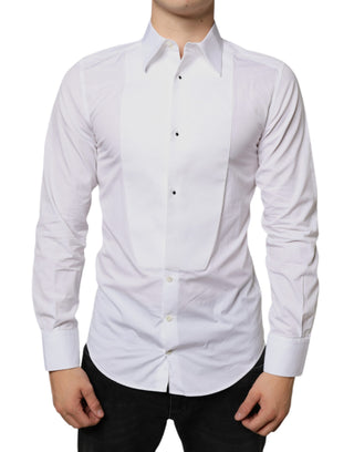 Camisa formal blanca de algodón popelina con pechera  