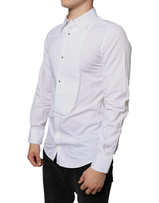 Camisa formal blanca de algodón popelina con pechera  