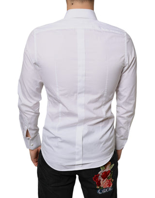 Camisa formal blanca de algodón popelina con pechera  