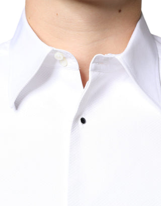 Camisa formal blanca de algodón popelina con pechera  