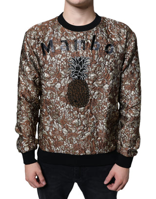 Suéter marrón jacquard Mambo con piña  