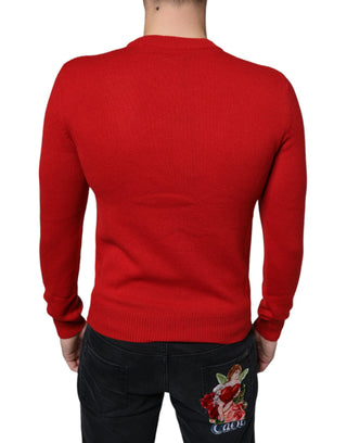 Rotes „I'm The King“ Crew-Neck-Sweatshirt aus Wolle