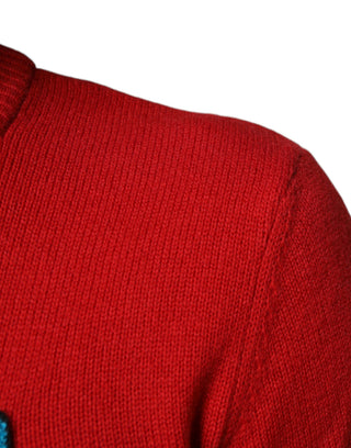 Rotes „I'm The King“ Crew-Neck-Sweatshirt aus Wolle