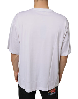 Weißmetall DG Logo Baumwoll-T-Shirt mit kurzen Ärmeln
