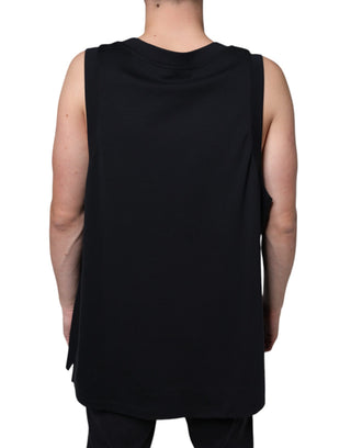 Schwarzes ärmelloses Baumwoll-T-Shirt mit „Born To Be Free“-Aufdruck