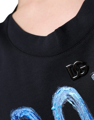 Schwarzes ärmelloses Baumwoll-T-Shirt mit „Born To Be Free“-Aufdruck