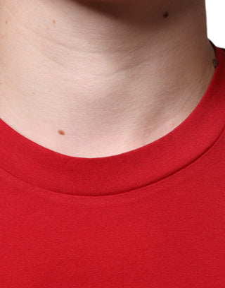 Rotes Baumwoll-T-Shirt mit DG-Logo und Rundhalsausschnitt