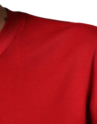 Rotes Baumwoll-T-Shirt mit DG-Logo und Rundhalsausschnitt