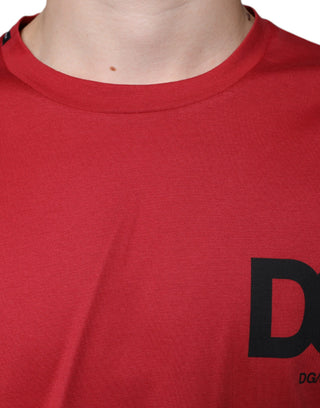Camiseta roja de algodón con logo DG y cuello redondo  