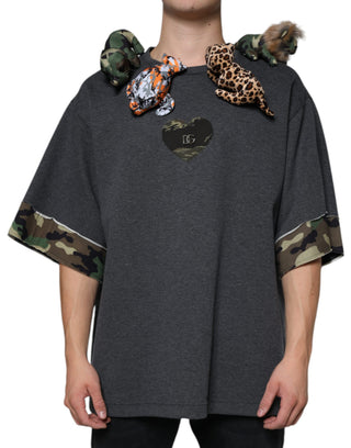Graues Tarnmuster Tier Baumwoll-T-Shirt