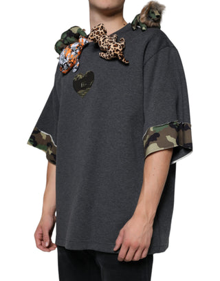 Graues Tarnmuster Tier Baumwoll-T-Shirt