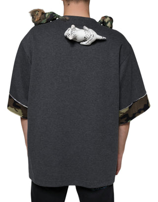 Graues Tarnmuster Tier Baumwoll-T-Shirt