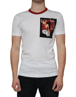 Weißes Baumwoll-T-Shirt mit Rundhalsausschnitt und Grafikdruck