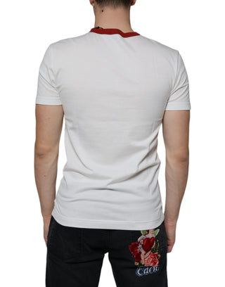 Weißes Baumwoll-T-Shirt mit Rundhalsausschnitt und Grafikdruck