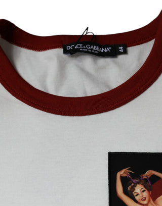 Weißes Baumwoll-T-Shirt mit Rundhalsausschnitt und Grafikdruck