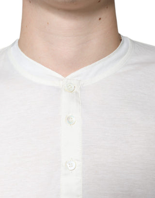 Ecrufarbenes Baumwoll-T-Shirt mit kurzen Ärmeln