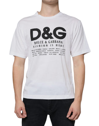 Weißes Baumwoll-T-Shirt mit DG-Logo-Print