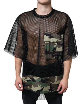 Schwarzes Netz-Camouflage Kurzarm-T-Shirt
