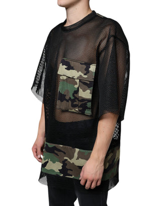 Schwarzes Netz-Camouflage Kurzarm-T-Shirt