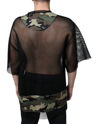 Schwarzes Netz-Camouflage Kurzarm-T-Shirt