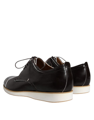 Schwarz-weiße Herren-Schnürschuhe aus Leder, formell