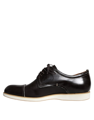 Schwarz-weiße Herren-Schnürschuhe aus Leder, formell