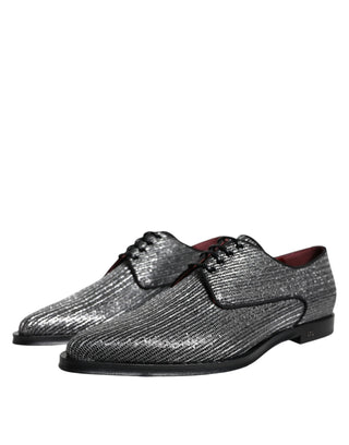 Silberne Polyurethan Derby-Abendschuhe
