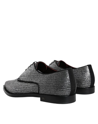 Silberne Polyurethan Derby-Abendschuhe