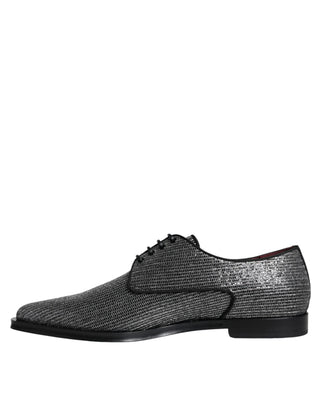 Silberne Polyurethan Derby-Abendschuhe