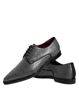 Silberne Polyurethan Derby-Abendschuhe