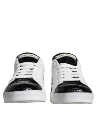 Schwarze Leder-Logo-Sneaker Portofino