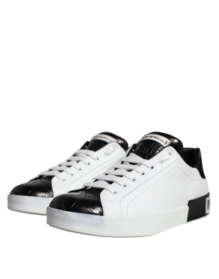 Schwarze Leder-Logo-Sneaker Portofino