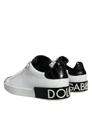 Schwarze Leder-Logo-Sneaker Portofino