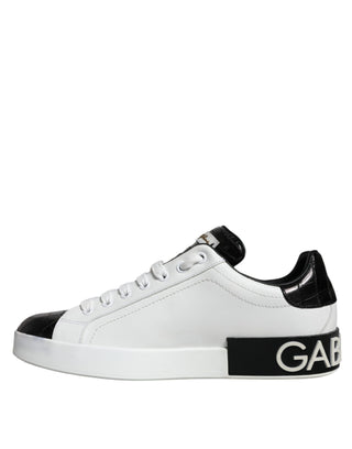 Schwarze Leder-Logo-Sneaker Portofino