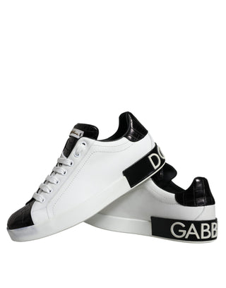 Schwarze Leder-Logo-Sneaker Portofino