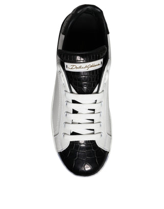 Schwarze Leder-Logo-Sneaker Portofino