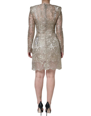 Vestido mini ajustado en línea A con encaje floral dorado