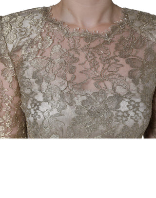Vestido mini ajustado en línea A con encaje floral dorado