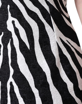 Schwarz-weißes A-Linien Etui-Minikleid im Zebra-Look