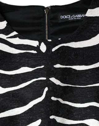 Schwarz-weißes A-Linien Etui-Minikleid im Zebra-Look