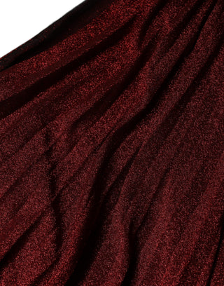 Rotes, plissiertes Mini-A-Linien-Kleid mit One-Shoulder-Träger
