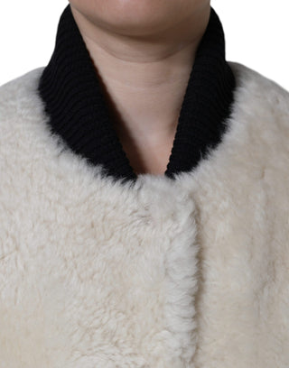Weiße WARRENFORD Shearling Lederwestenjacke