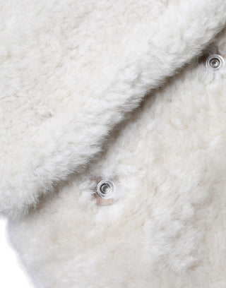 Weiße WARRENFORD Shearling Lederwestenjacke