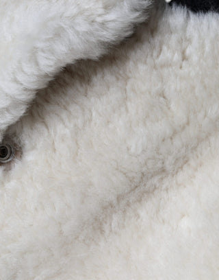 Weiße WARRENFORD Shearling Lederwestenjacke