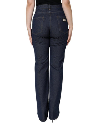 Dunkelblaue gerade Stretch-Jeans aus Baumwolle