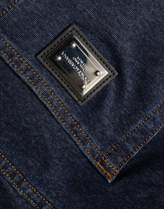 Dunkelblaue gerade Stretch-Jeans aus Baumwolle