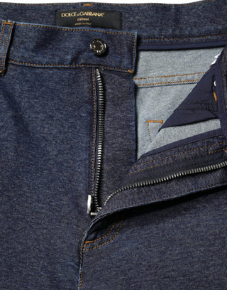 Dunkelblaue gerade Stretch-Jeans aus Baumwolle