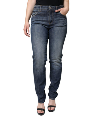Jeans pitillo de mezclilla azul oscuro con algodón elástico