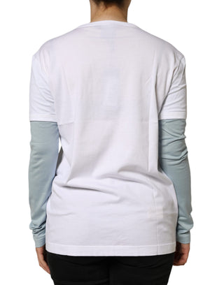 Weißes Baumwoll-T-Shirt mit Logo-Print und Rundhalsausschnitt